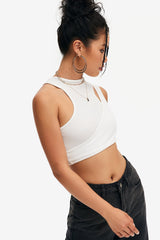 Solid Cut Out Ribbed Crop Top