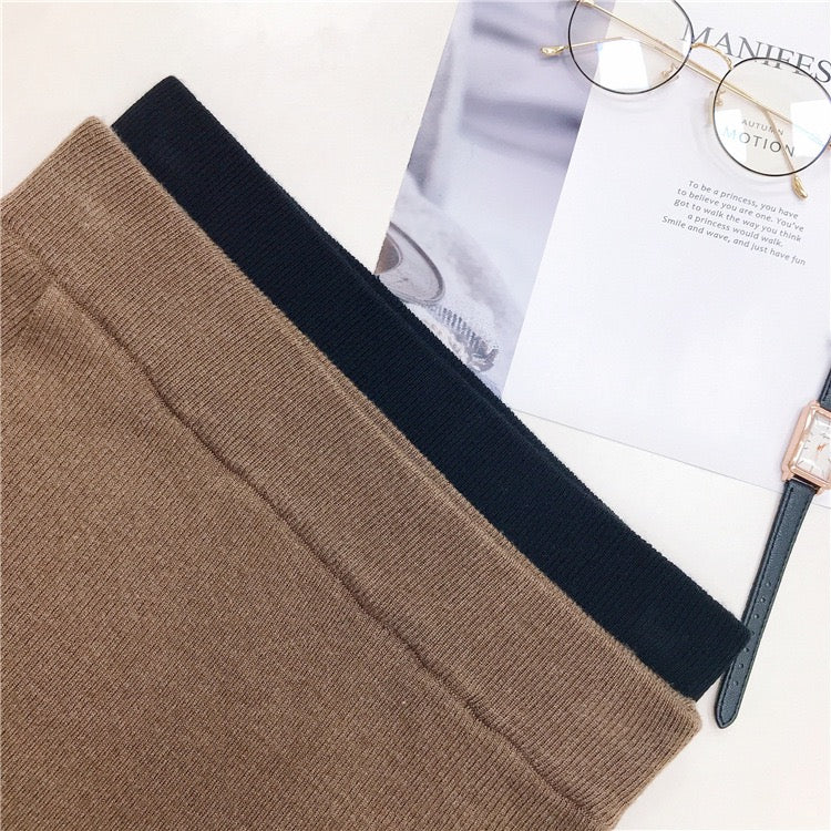 Caramel Slit Maxi Knit Set