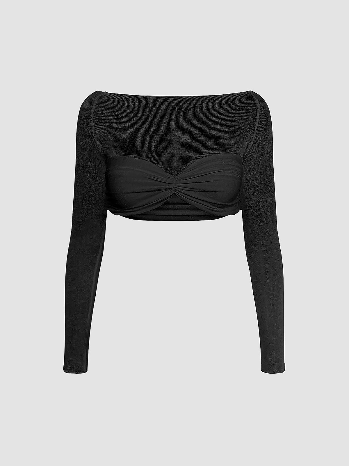 Semi-Sheer Off-Shoulder Mesh Crop T-Shirt