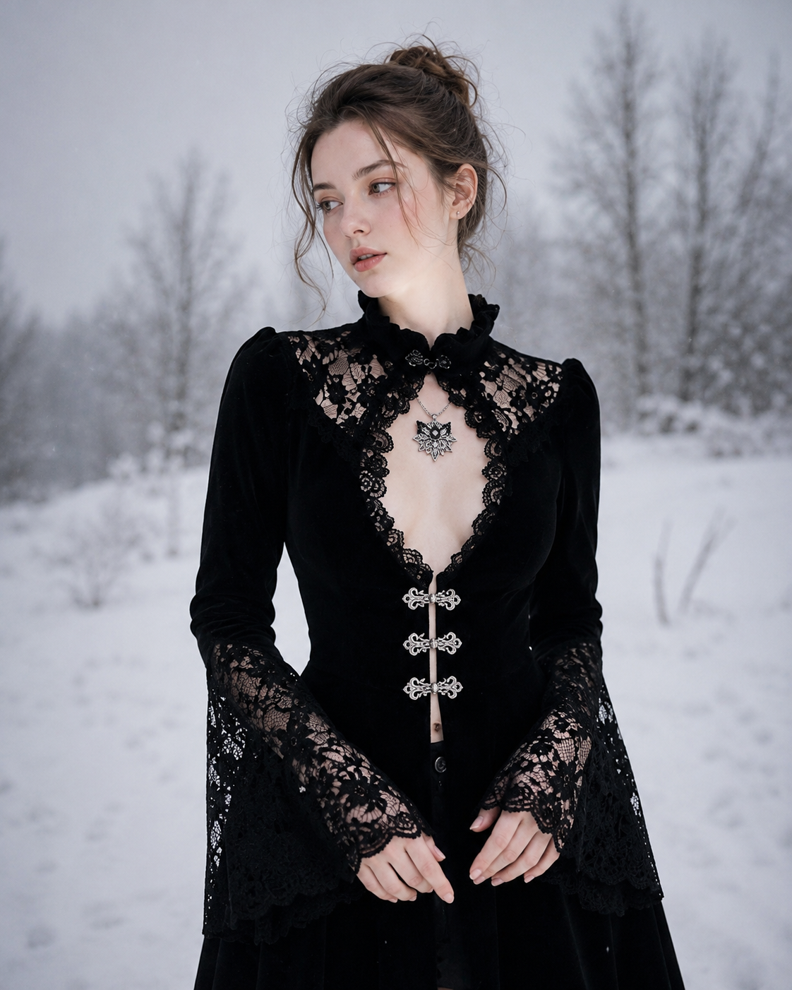 Deep-Neck Empty Flare Mini Garment