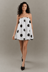 Sexy Polka Dot Strapless Bodycon Mini Dress