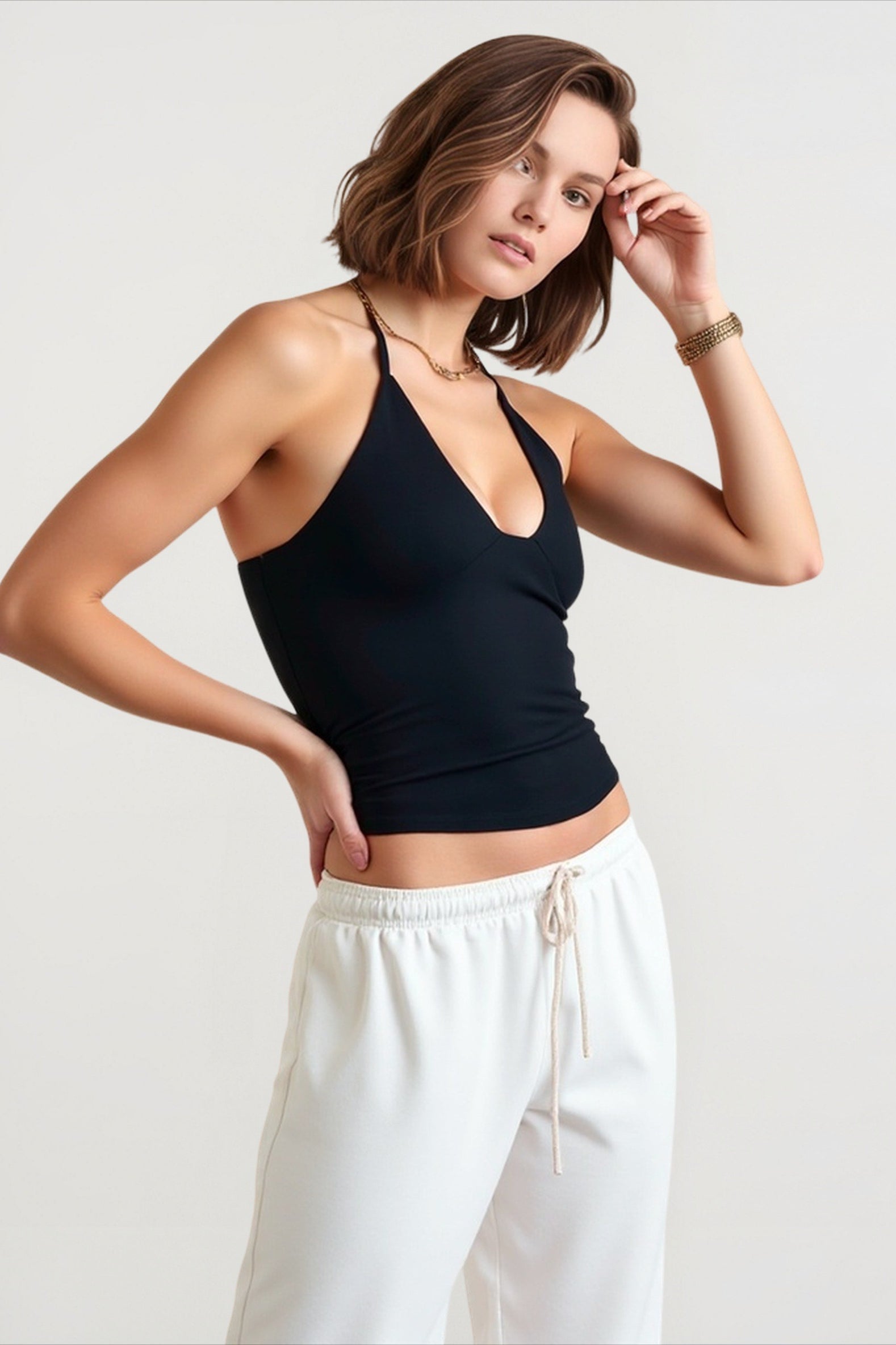 V Neck Halter Cami Top