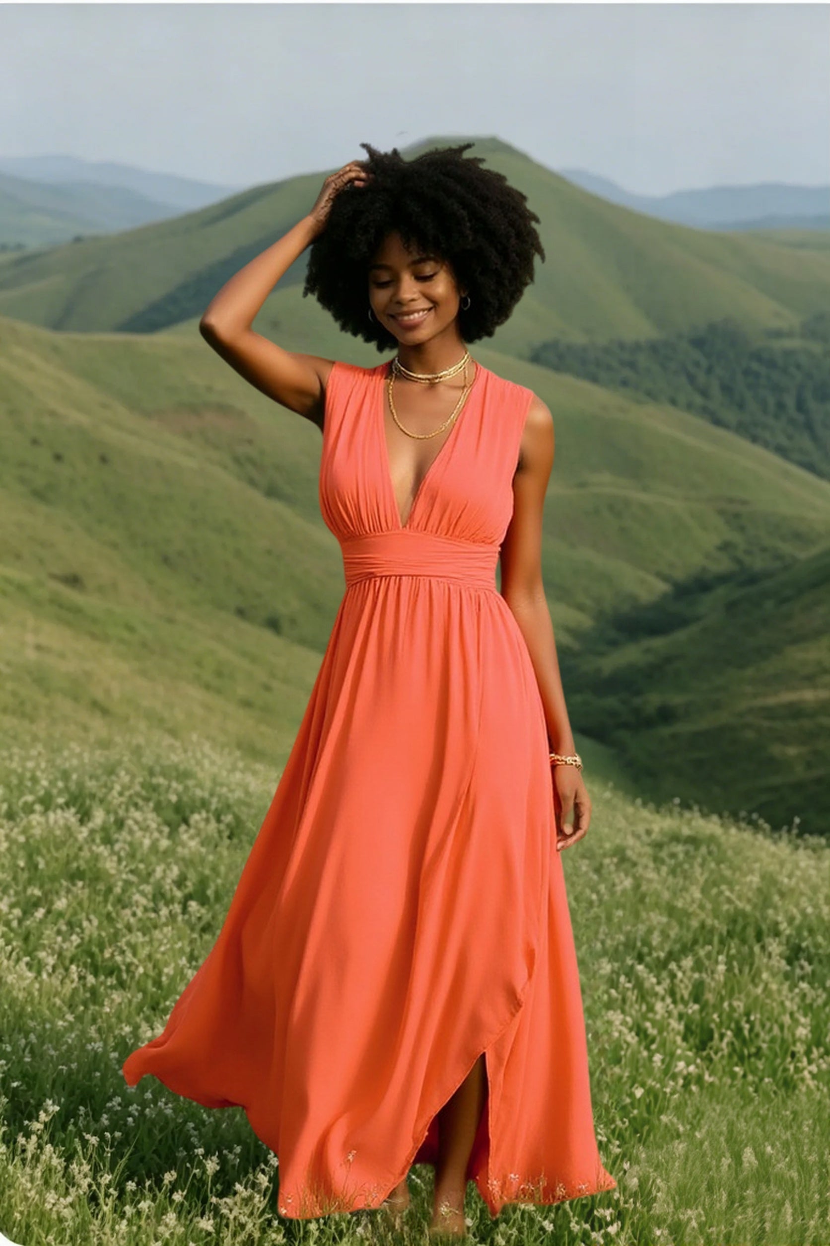 Solid Women Fall Sleeveless Deep V-Neck Dresses
