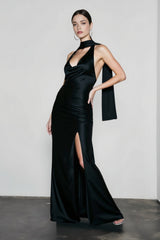 Deep V-Neck Halter Party Dress