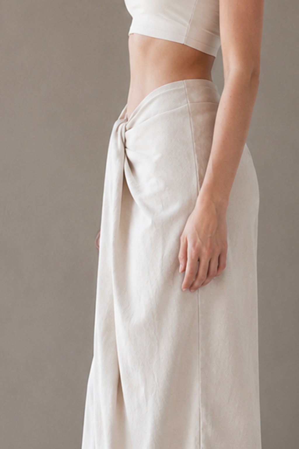 Asymmetrical Twist Solid Wide Leg Pants