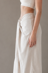 Asymmetrical Twist Solid Wide Leg Pants