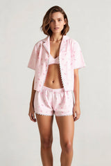 Bow Plaid Print Lace Trim Three Piece Set