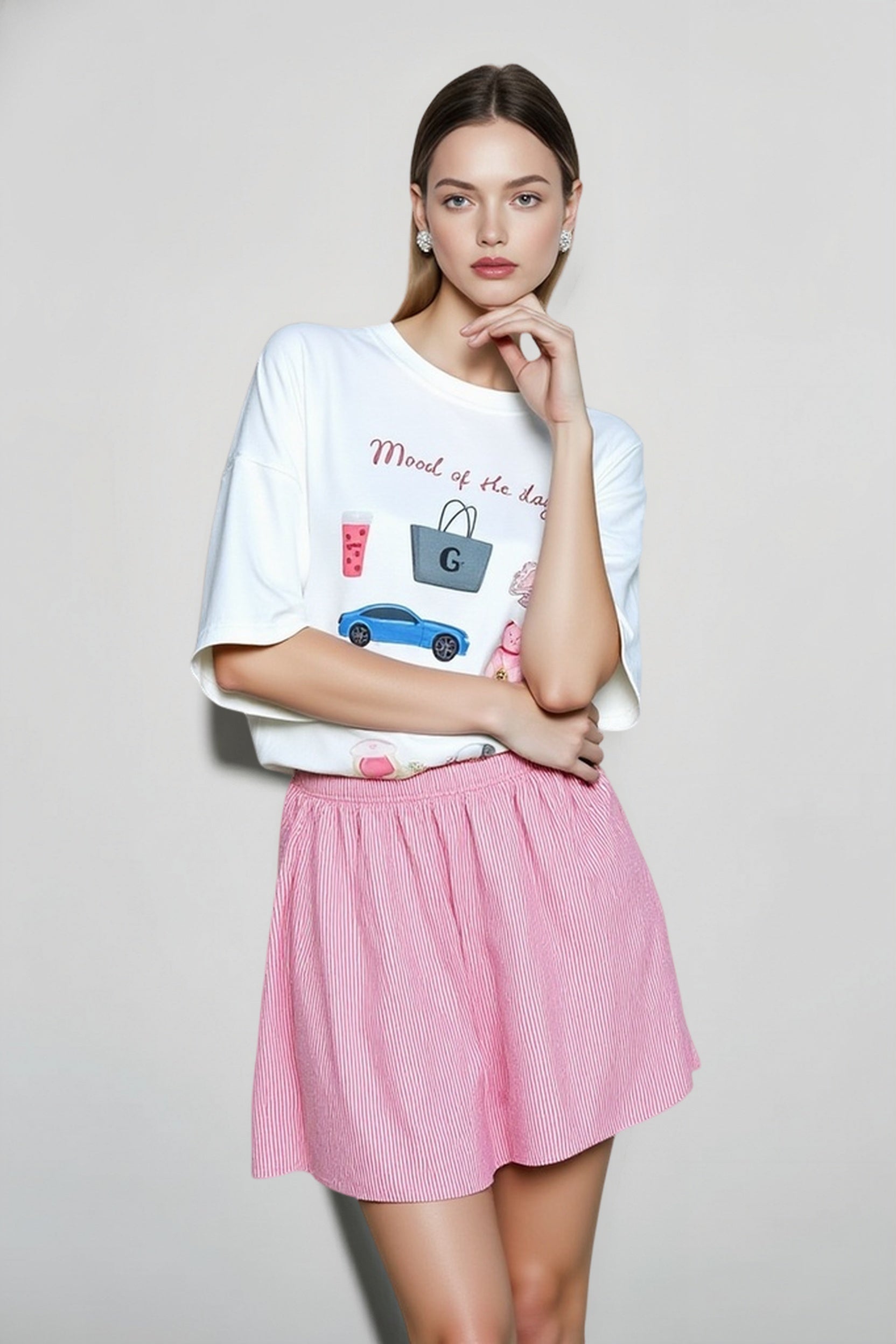 Hand Painted Print Oversized T-Shirt