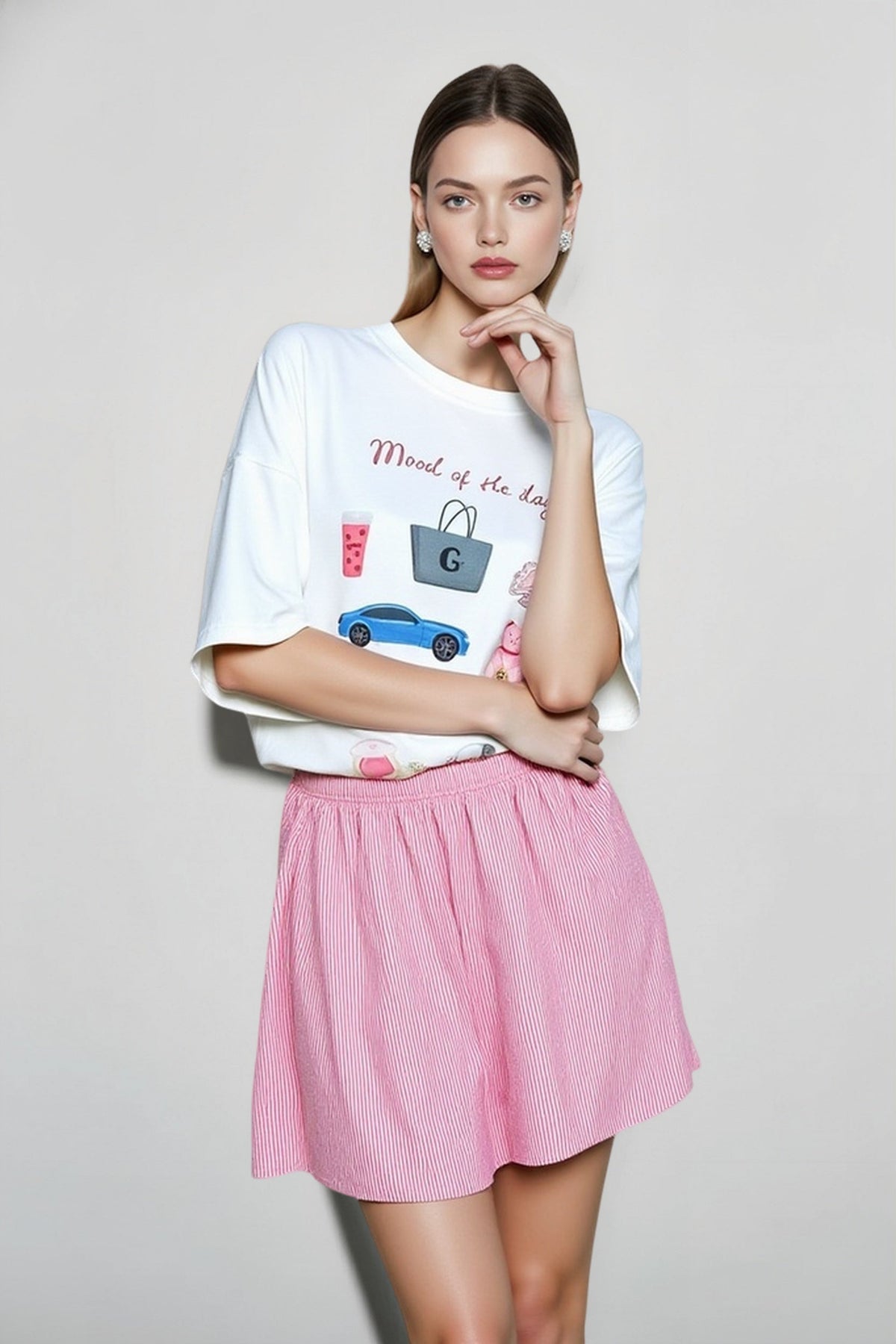 Hand Painted Print Oversized T-Shirt