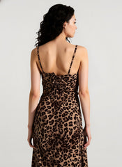 Animal Print Cami Backless Silk Dress