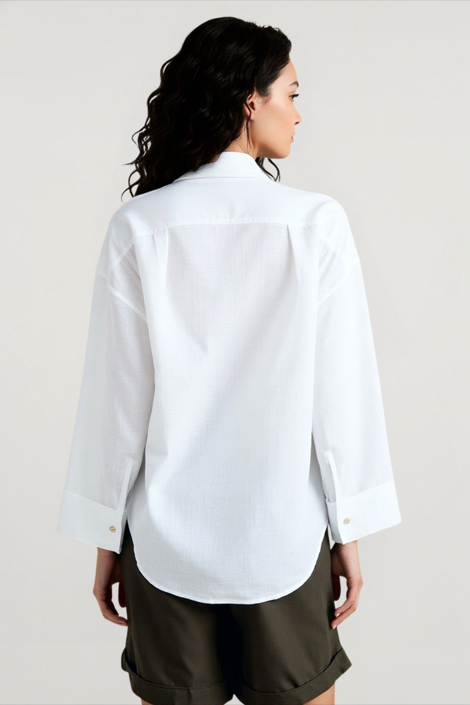 Linen Solid Button Down Blouse