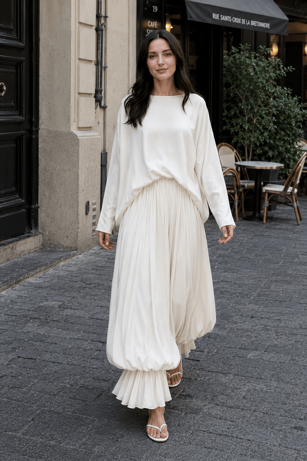 Structured Puff Ankle Chic Casual Pants
