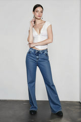 V Neck Lace Crop T-shirts