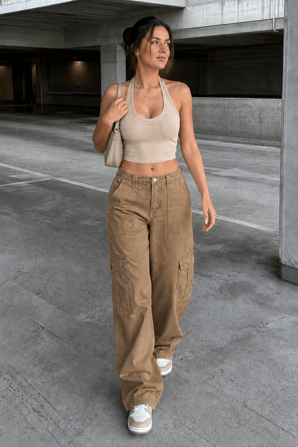 Denim Street Multi-Pocket High Waist Cargo Pants