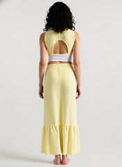 High Waist Stripe Swing Vacation Skirt