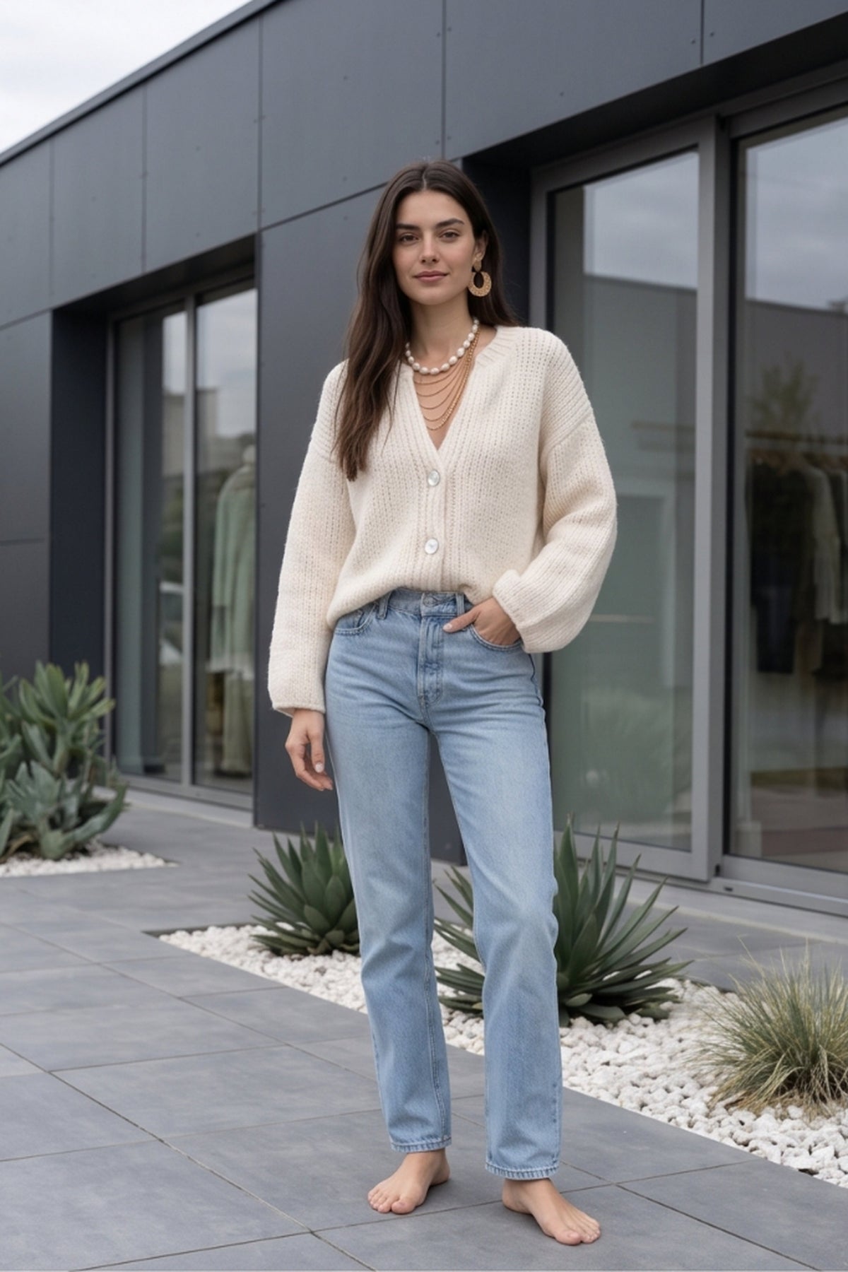 Elegant Solid Single Breasted Knit Cardigan