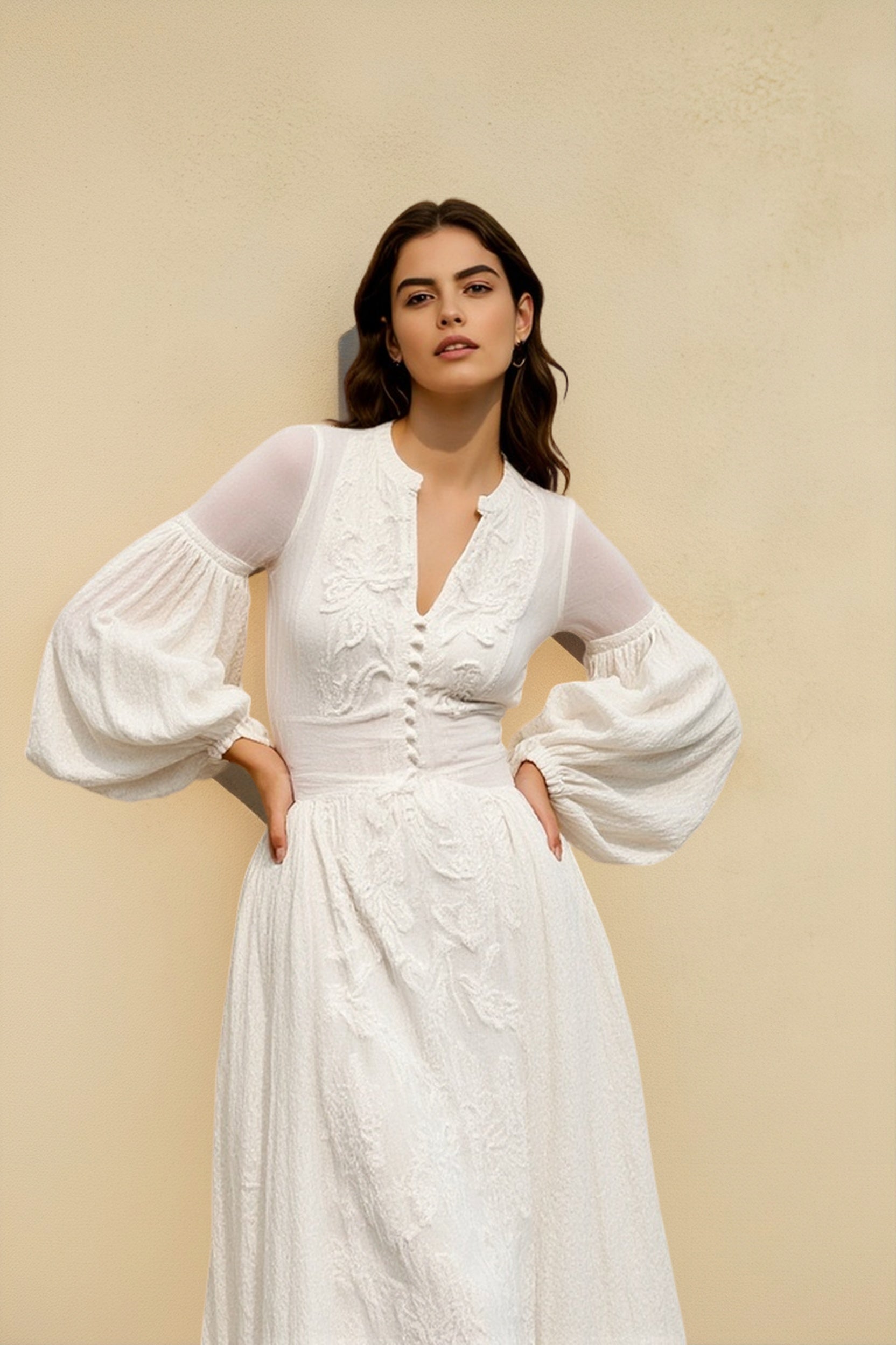 Embroidered Sheer Lace High Waist Vacation Dress
