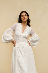 Embroidered Sheer Lace High Waist Vacation Dress
