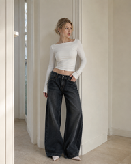 Slim Fit Low Waist Denim Cargo Pants