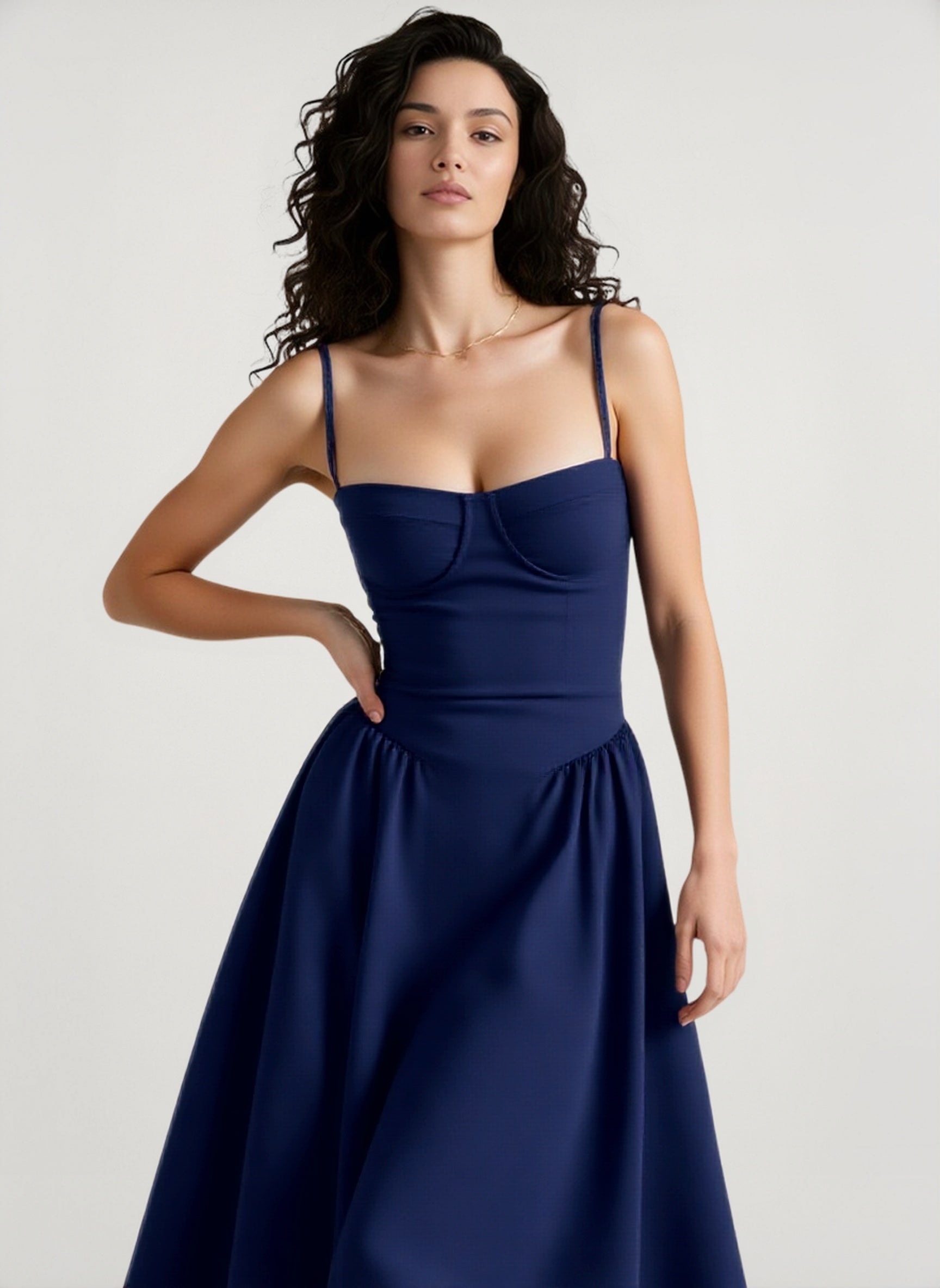 Elegant Vintage Cami Bodycon Midi Dress