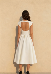Minimalist Solid Backless Swing Midi Dress