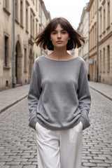 Cotton Pullover Open-Back Loose Sexy Knit Top