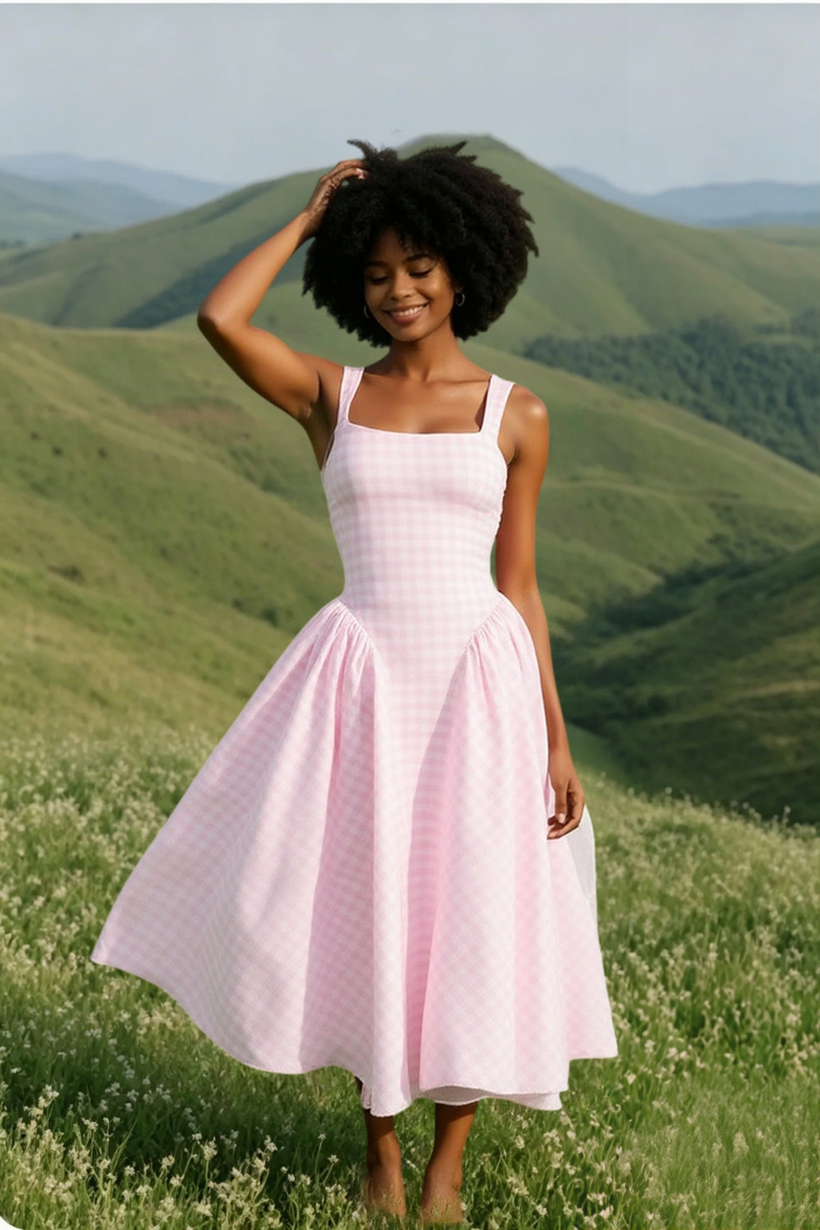 Gingham Backless Slip Birthday Dress