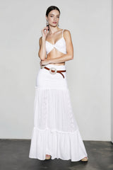 Elegant White Floor Length Vacation Skirt