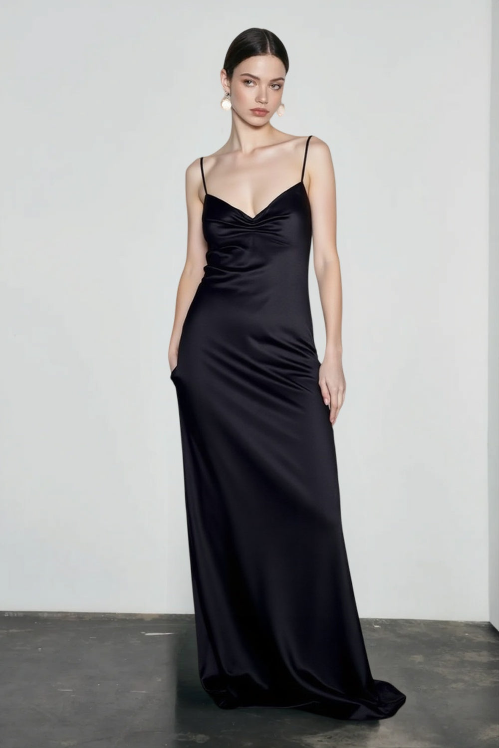 Draped Maxi Silk Dress