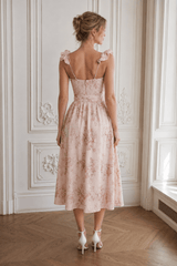 Floral Print Waist Tie Cami Midi Dress