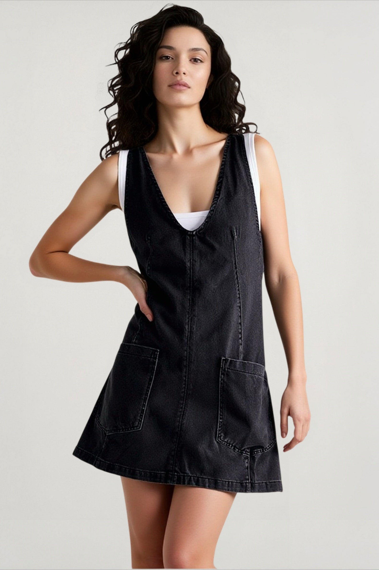 Mini Suspender Denim Dress
