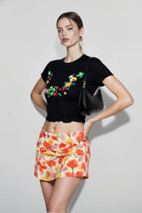 Colorful Floral Sequin Vacation Skirt