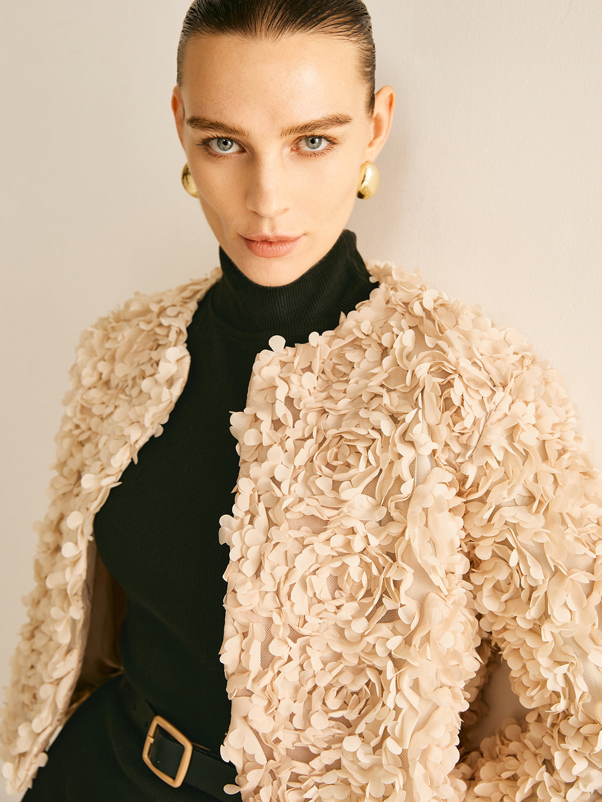 Flower Crew Neck Blazer