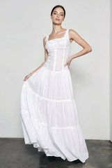 Ruched Front Button Maxi Vacation Dress