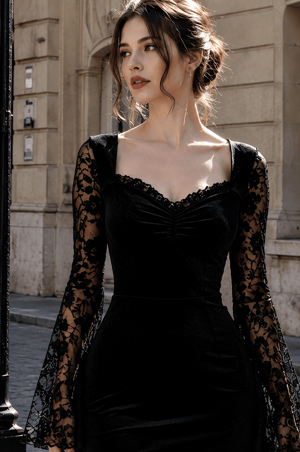 Flare Sleeve Lace Gothic Dress