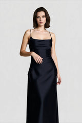 Belted Backless  Maxi Silk Dress