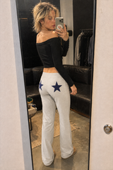 Star Print Stretchy High Waist Straight Leg Pants