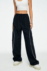 Low Waist Colorblock Trim Dual Pocket Cargo Pants