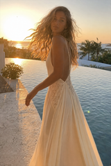 Deep V Neck Lace Patchwork Boho Dress
