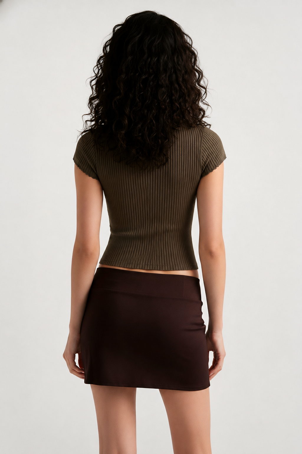 Ribbed Button Short Sleeve Casual Blouse