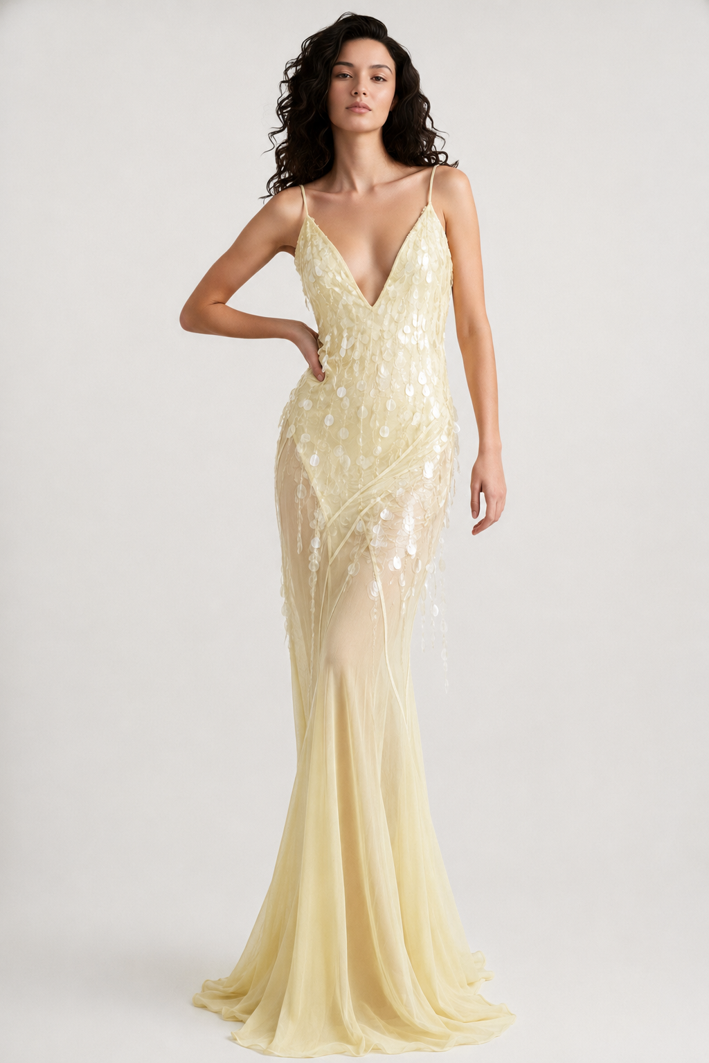 Hollow Sleeveless High Waist Sequin Floral Dress