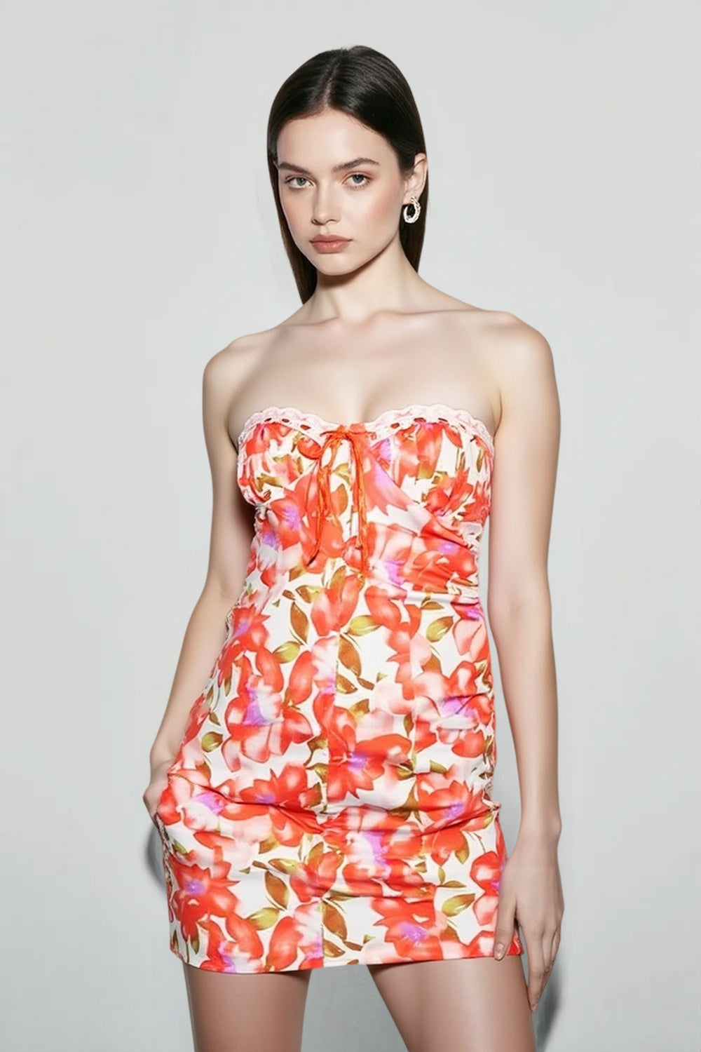 Colorful Floral Open Back Bodycon Vacation Dress
