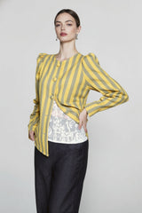 Versatile Stripe Puff Blouse