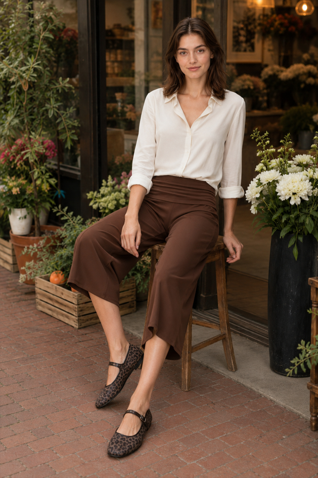 Solid Color High Waist Casual Pants