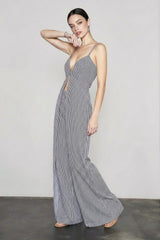 Stripe Sleeveless Wide Leg Vacation Set