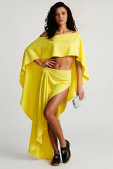 Solid Asymmetric Crop Top Relaxed Vacation Set