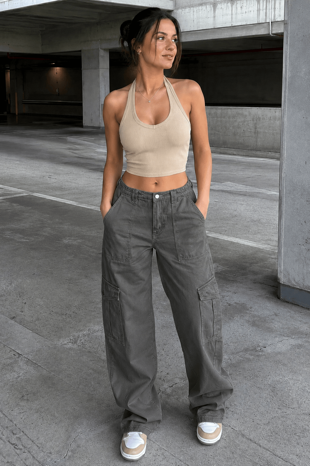 Denim Street Multi-Pocket High Waist Cargo Pants