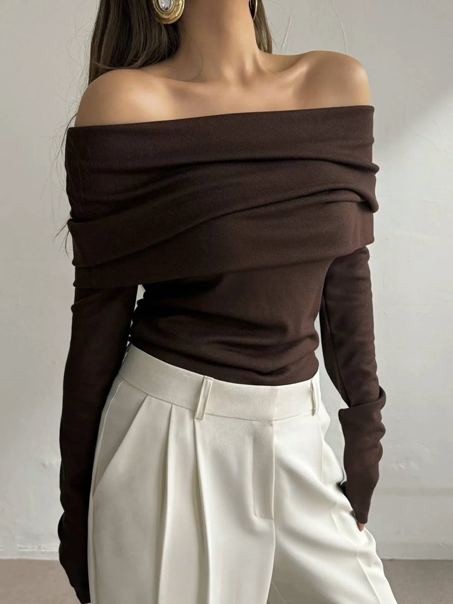 Wool-Blend Elegant Ruched Slim Sweater