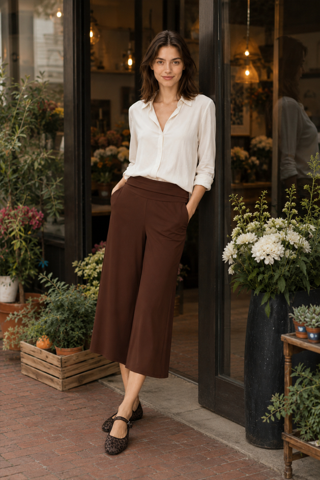 Solid Color High Waist Casual Pants