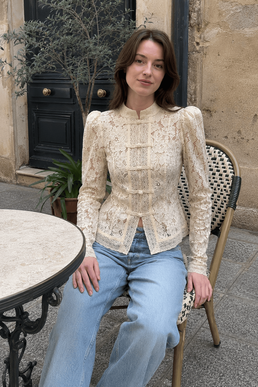 Vintage Lace Button Blouse